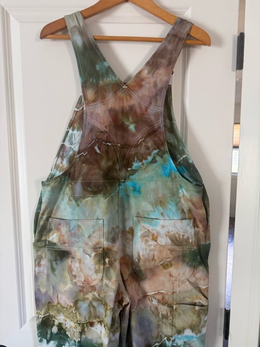 Carhartt Tie-Dye Overalls in Teal, Brown, White - Picture 3 of 9